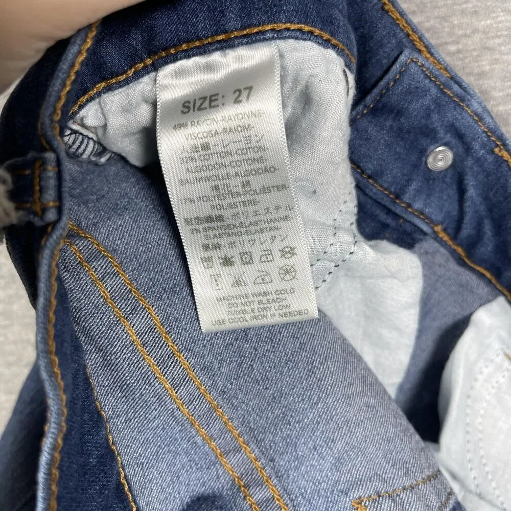 Free People Jeans Womens 27 Blue Flared Distressed Frayed Hem Bell Bottoms Y2K